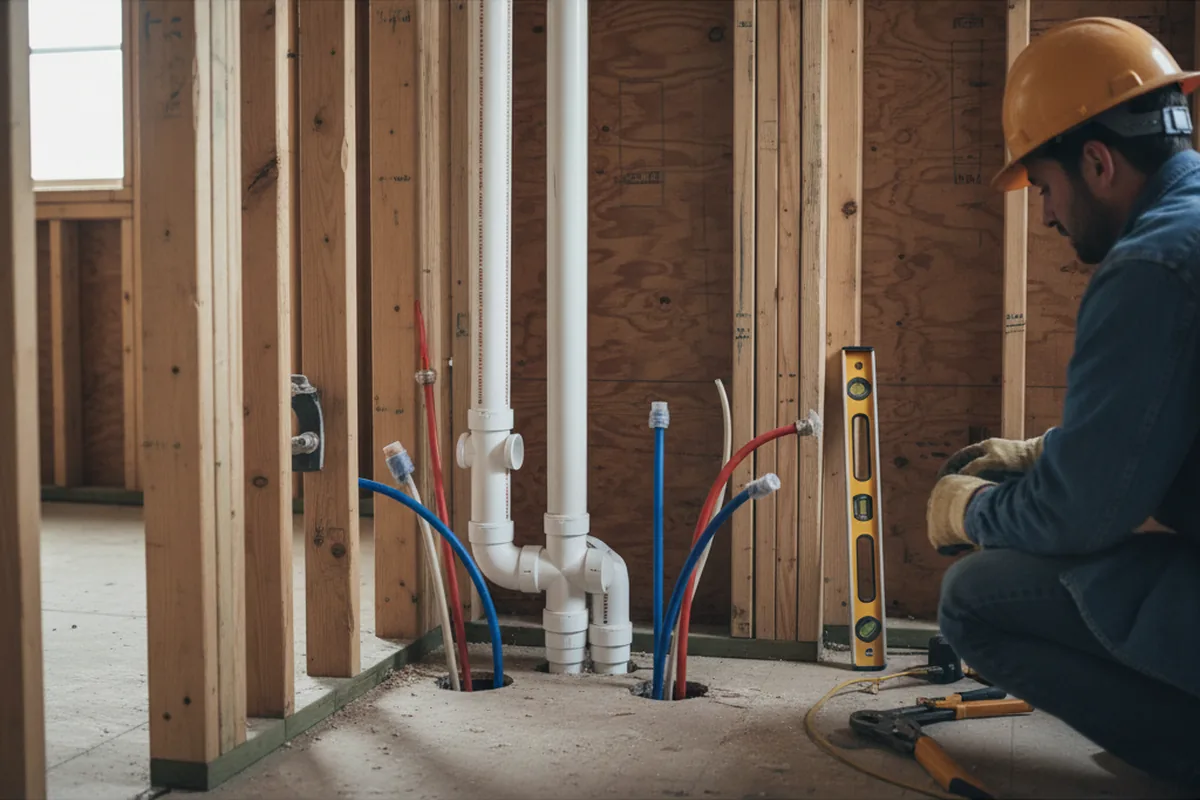 Drain and supply rough-in during Leak Detection in Rio Vista